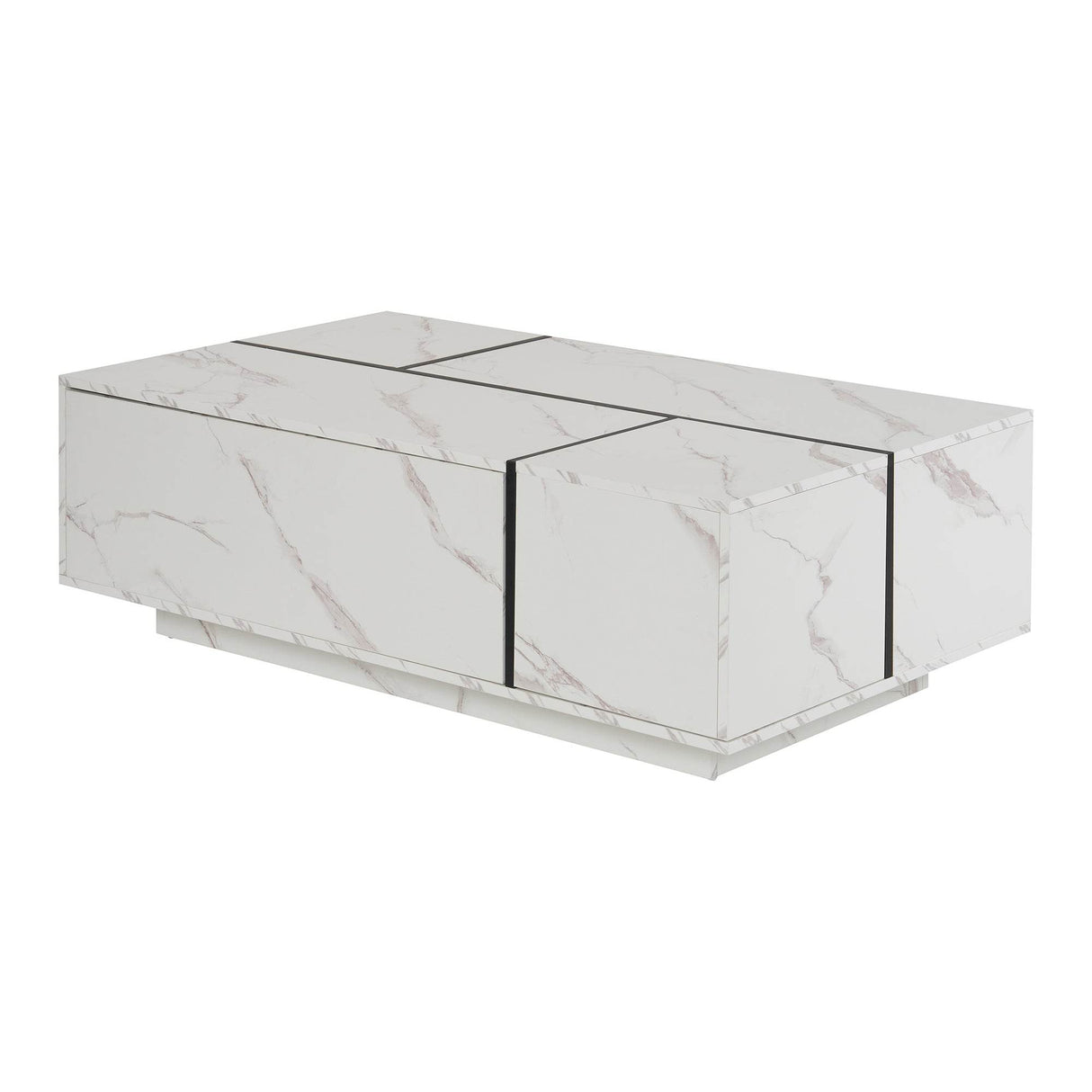Modern White MDF Sliding Top Coffee Table With Storage - Sleep Galleria