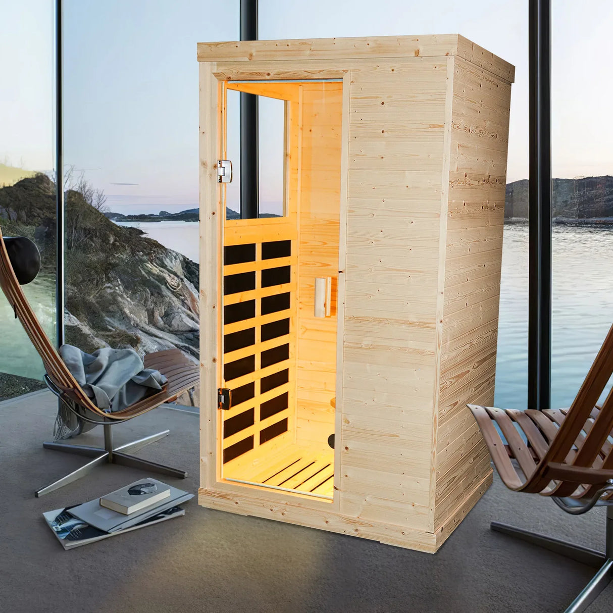 Single Person Spruce Wood Far Infrared Sauna - Omega Lifestyles