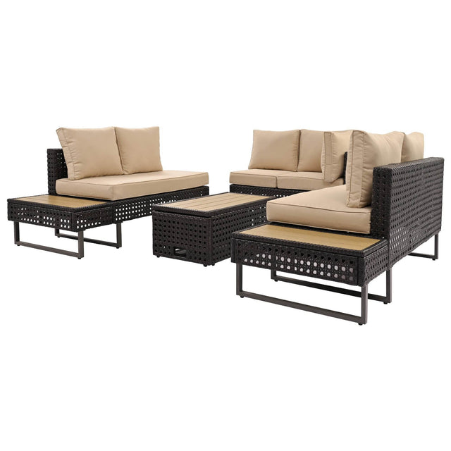 Diamond Weave Outdoor Sectional Furniture Set With Cushions - Omega Lifestyles