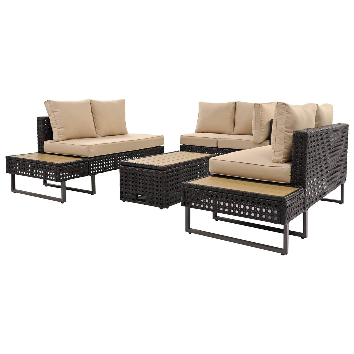 Diamond Weave Outdoor Sectional Furniture Set With Cushions - Omega Lifestyles