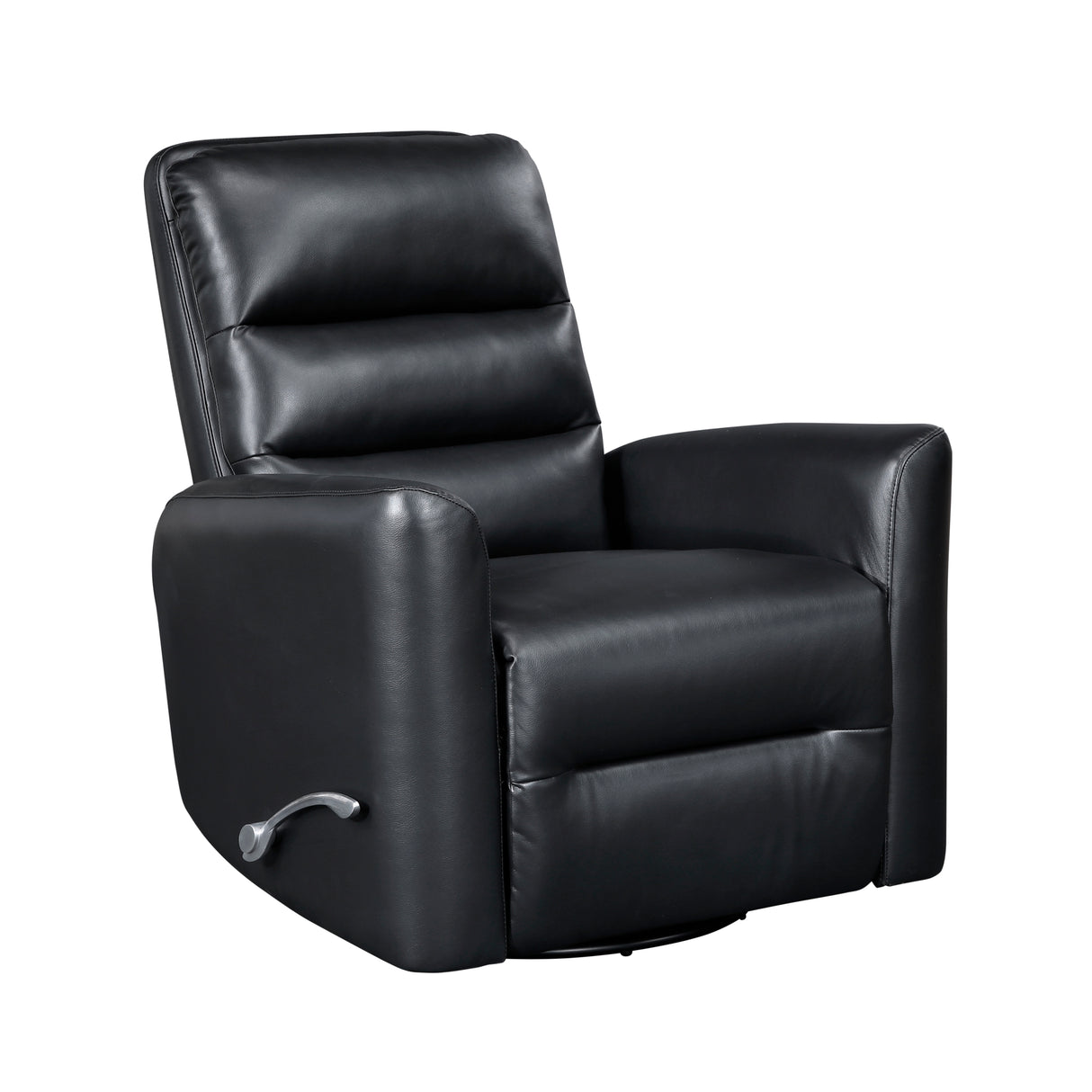 Black Faux Leather Swivel Glider Recliner Chair