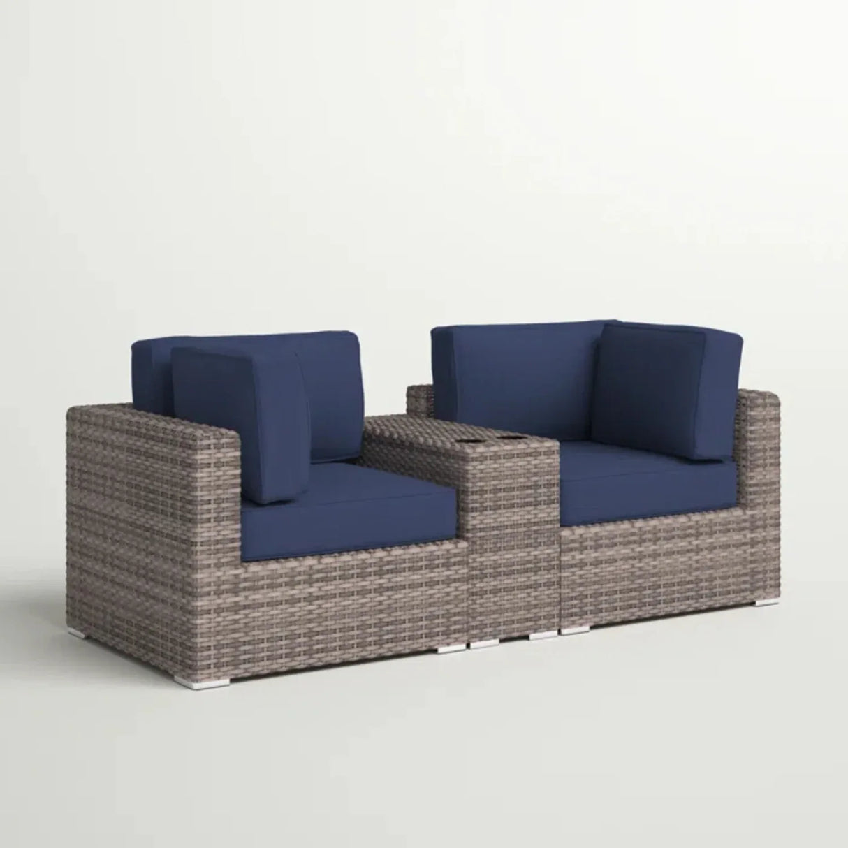 2-Person Modern Rattan Wicker Outdoor Seating Group - Omega Lifestyles