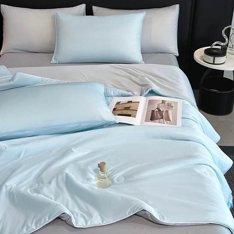Cooling Blanket Cold Technology Bedding Summer Patchwork Quilts Soft Fashion INS Japan&Korean Green Cold Throws AB Side