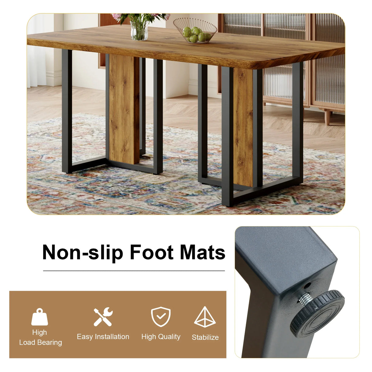 Wood-Textured MDF Dining Table Set With 4 Fabric Chairs - Omega Lifestyles