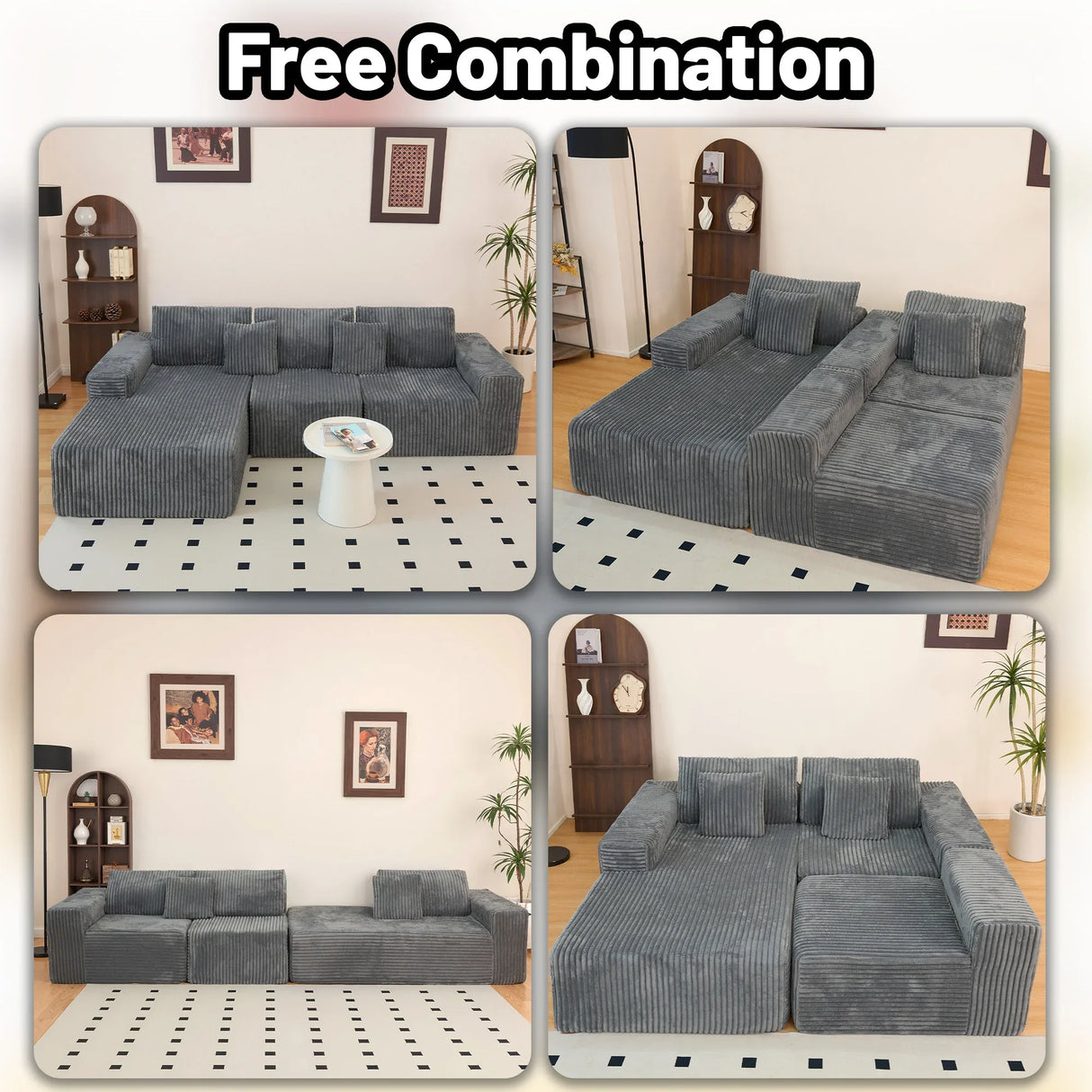 Modular Plush Corduroy Sectional Sofa With Chaise - Omega Lifestyles