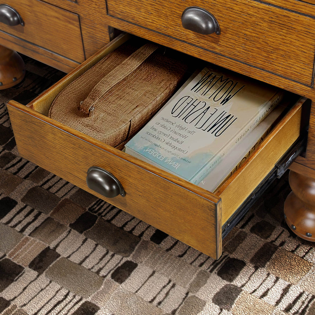 Solid Wood 40-Inch Antique Coffee Table With Drawers - Sleep Galleria