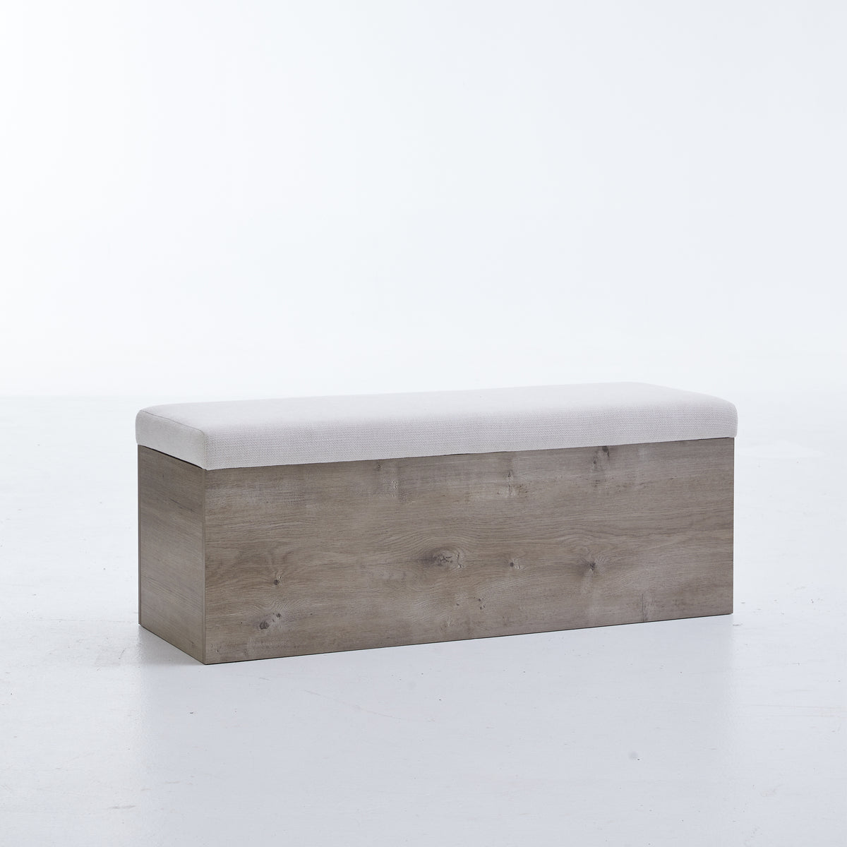 Ivory Canvas Upholstered Flip Top Storage Bench