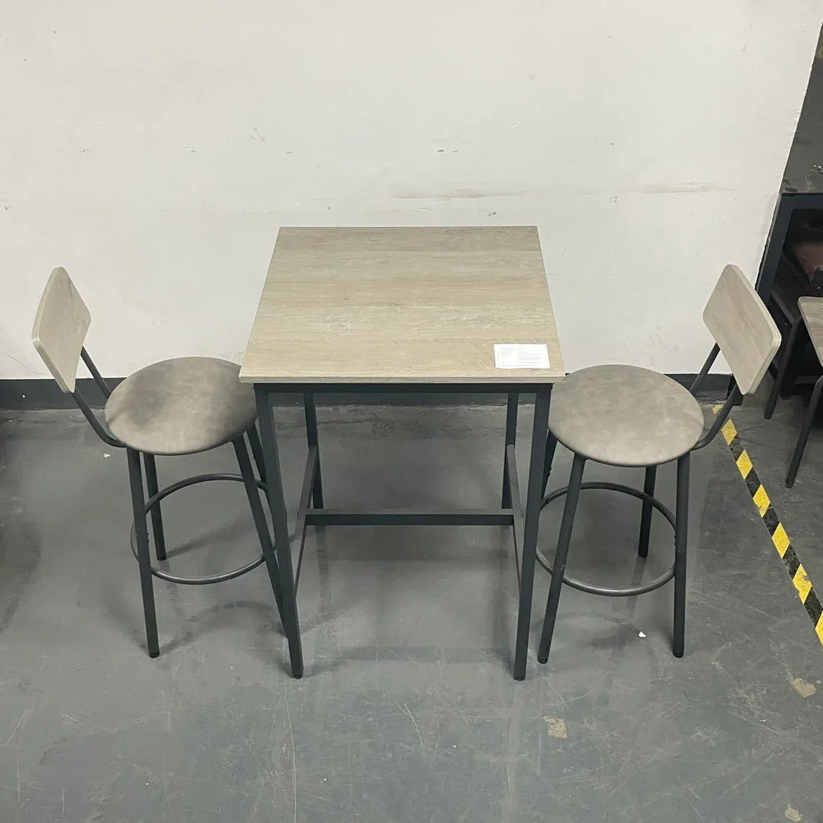 Rustic Grey Particleboard Bar Table Set With 2 Stools - Omega Lifestyles