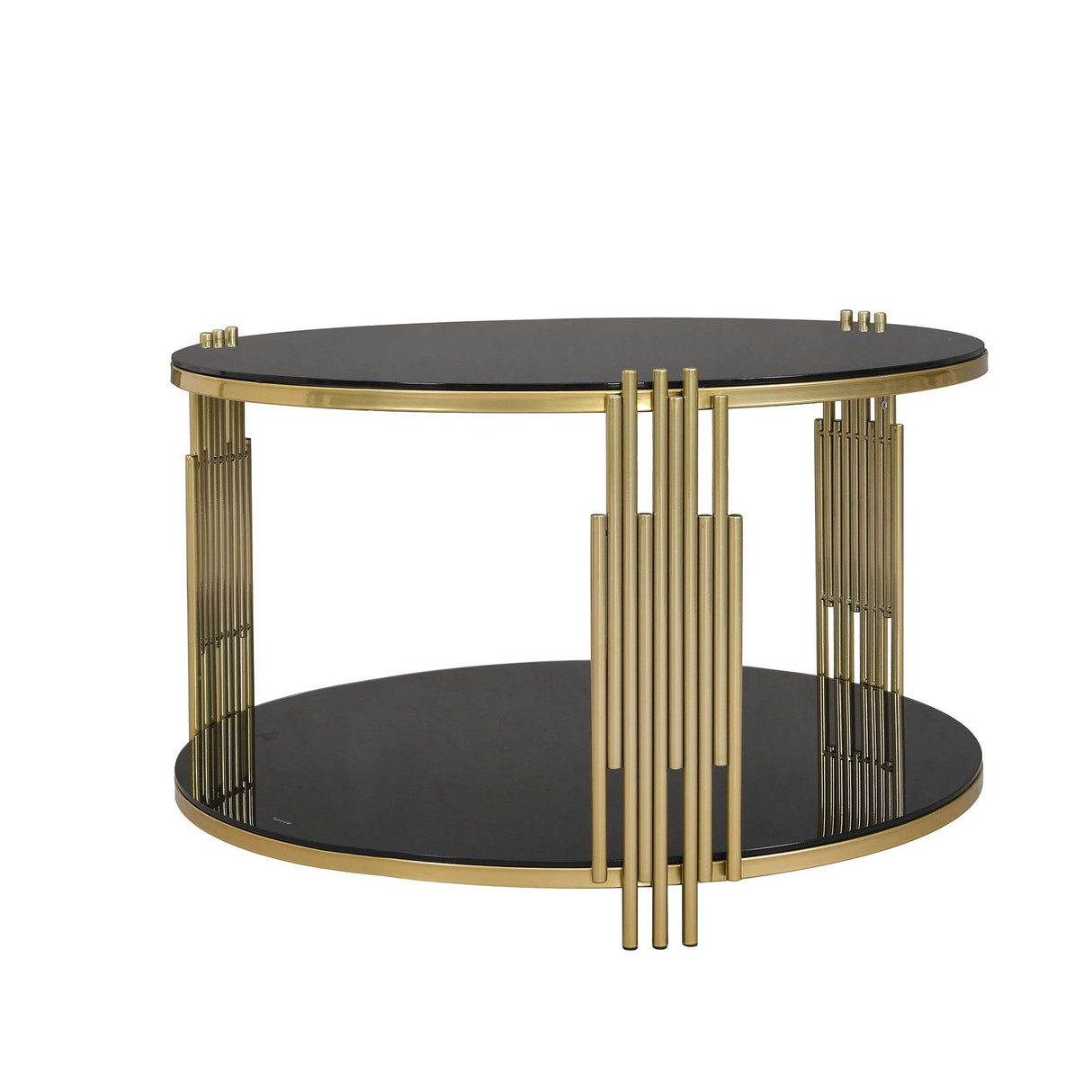Modern Black Mirror Round Coffee Table With Shelf - Sleep Galleria