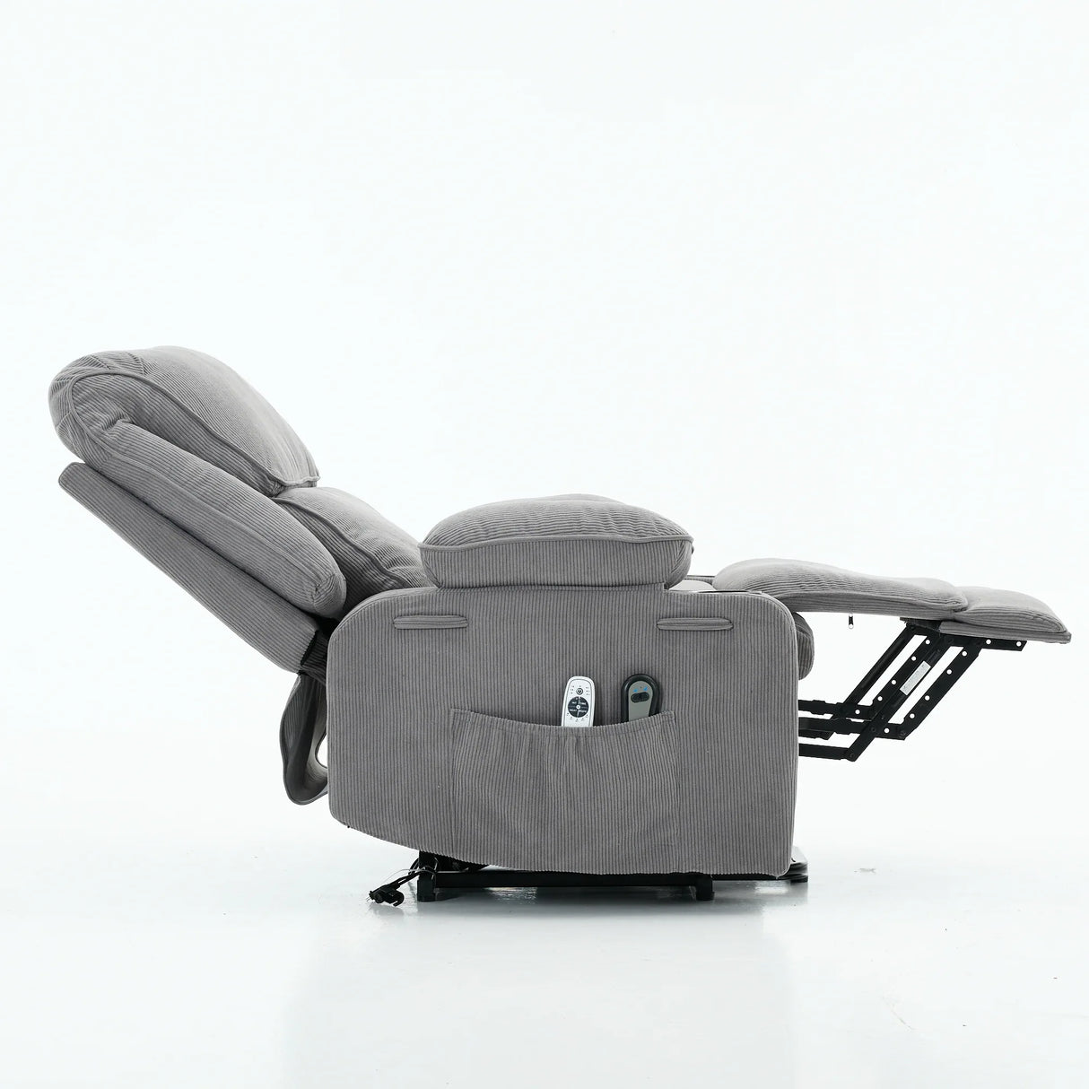 Medium-Firm Corduroy Remote-Controlled Heating Massage Recliner - Omega Lifestyles