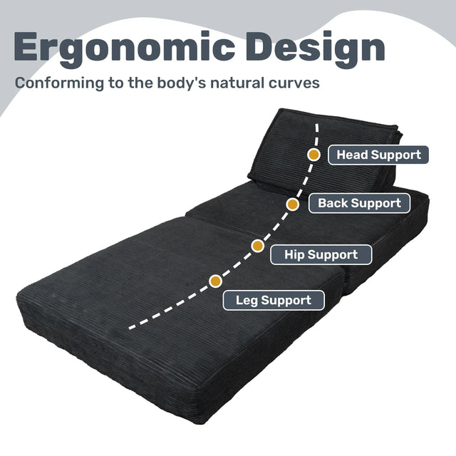 Foldable Corduroy 4-in-1 Folding Sofa Bed Chair - Omega Lifestyles