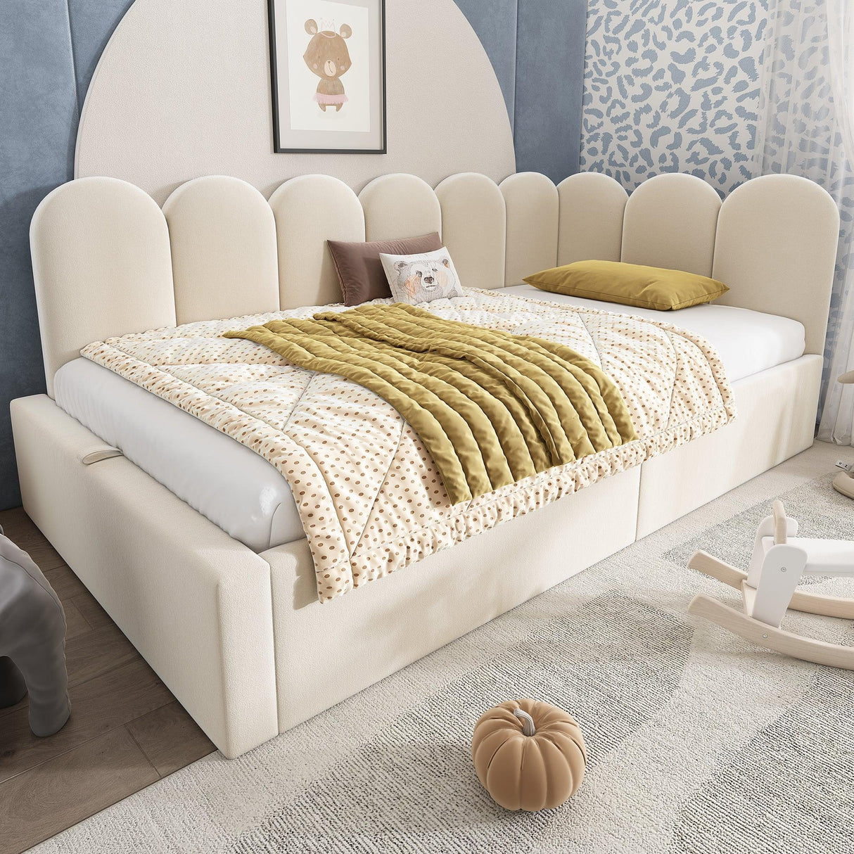 Twin Velvet Upholstered Daybed With Hydraulic Storage - Omega Lifestyles