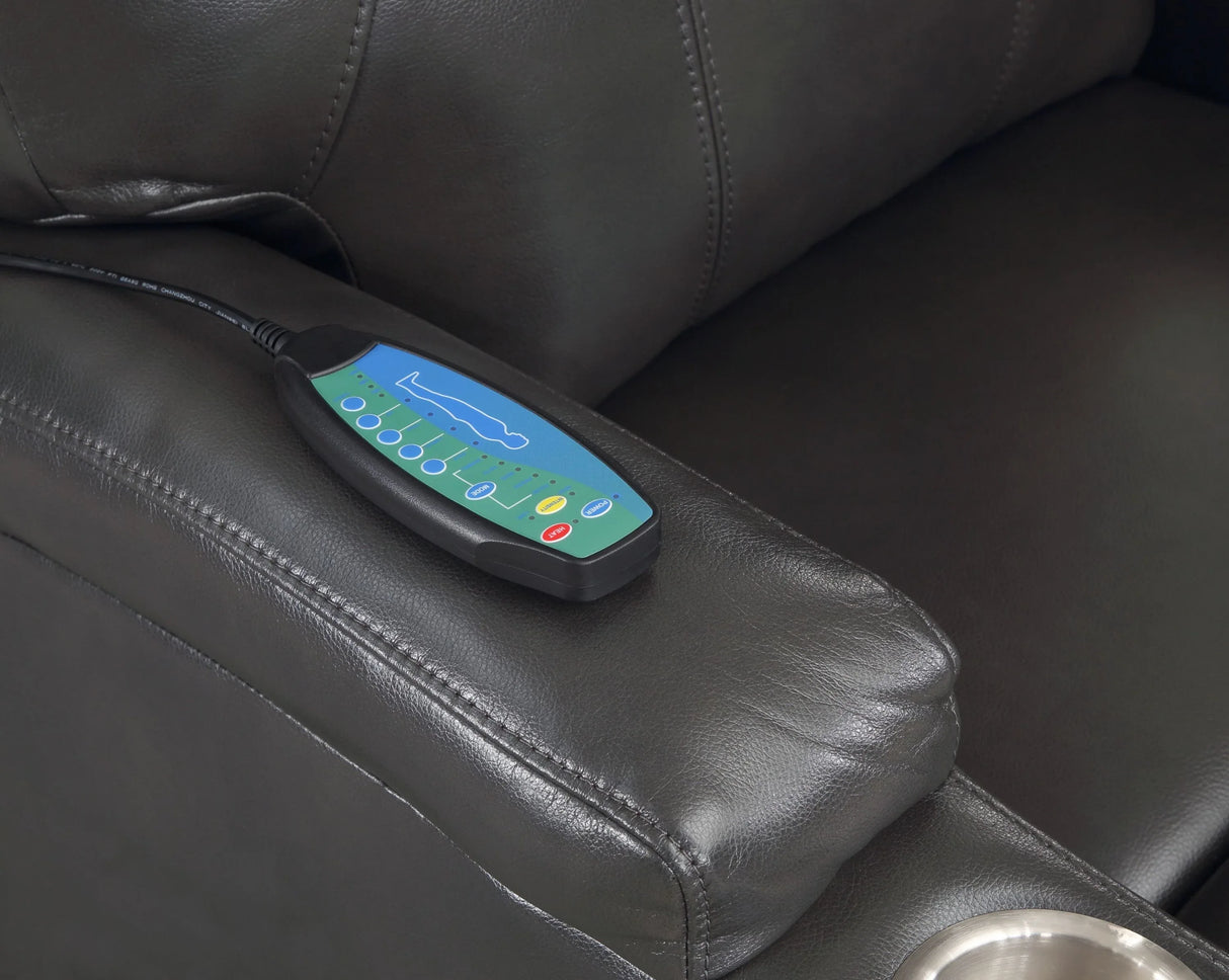 Gunmetal Faux Leather Power Lift Massage Recliner - Omega Lifestyles