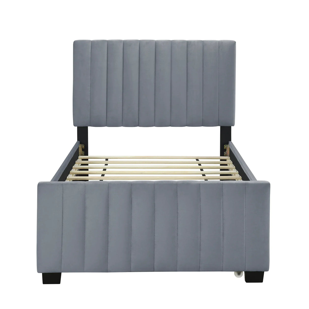 Twin Velvet Upholstered Platform Bed With Trundle - Omega Lifestyles
