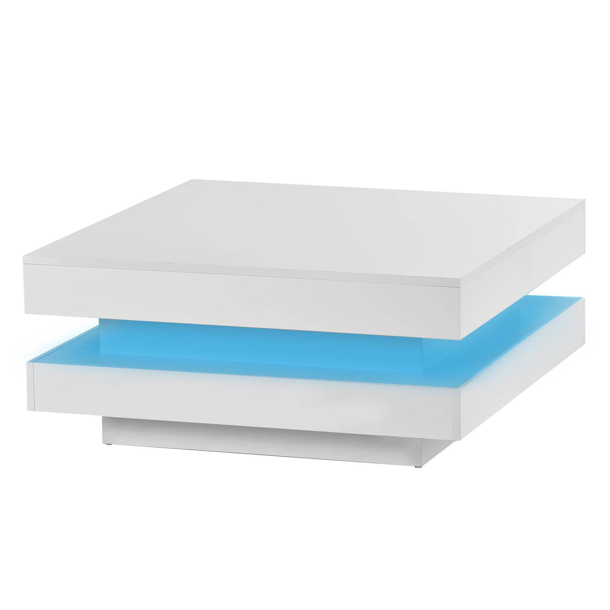 High Gloss White Particle Board Coffee Table With LED Lights - Sleep Galleria