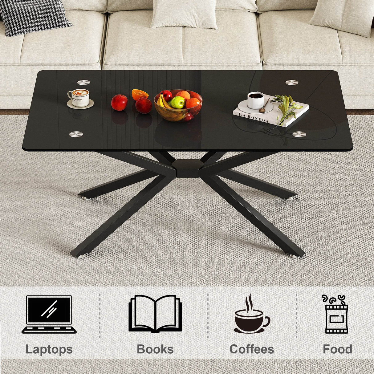 Modern Tempered Glass Rectangular Coffee Table - Sleep Galleria