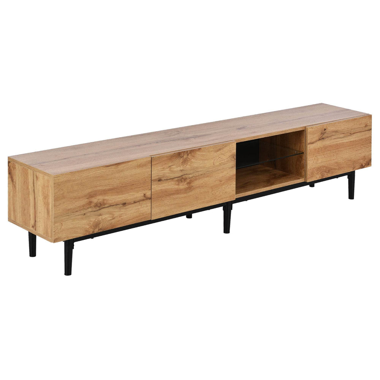 Modern LED Wood Tone TV Stand With Storage - Sleep Galleria
