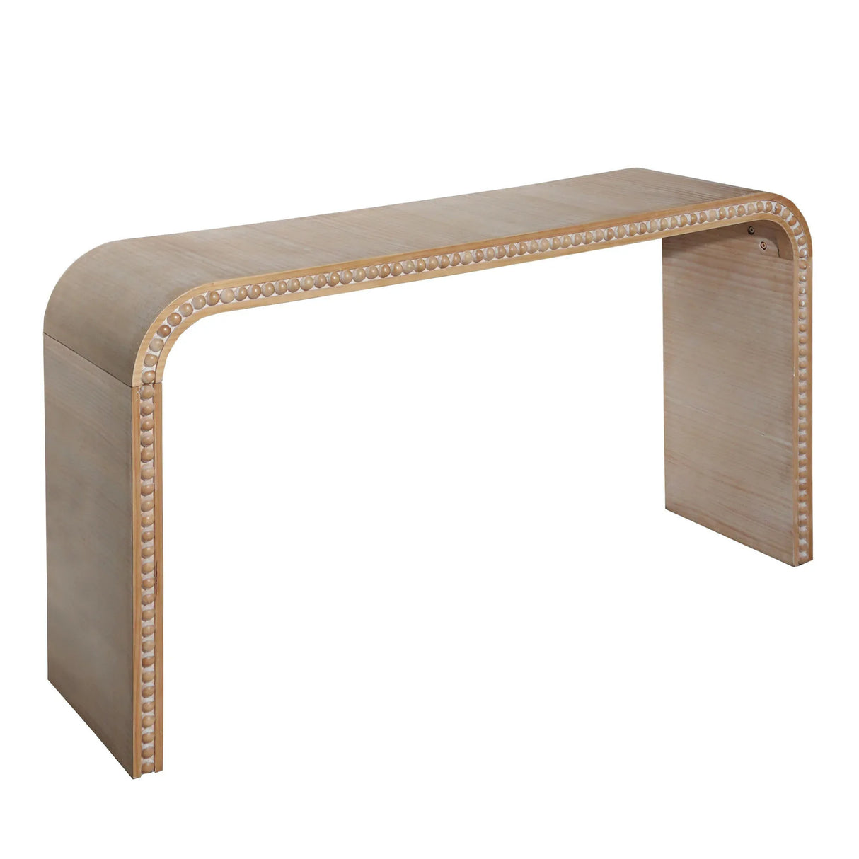 Natural Wood Finish Curved Waterfall Console Table - Omega Lifestyles