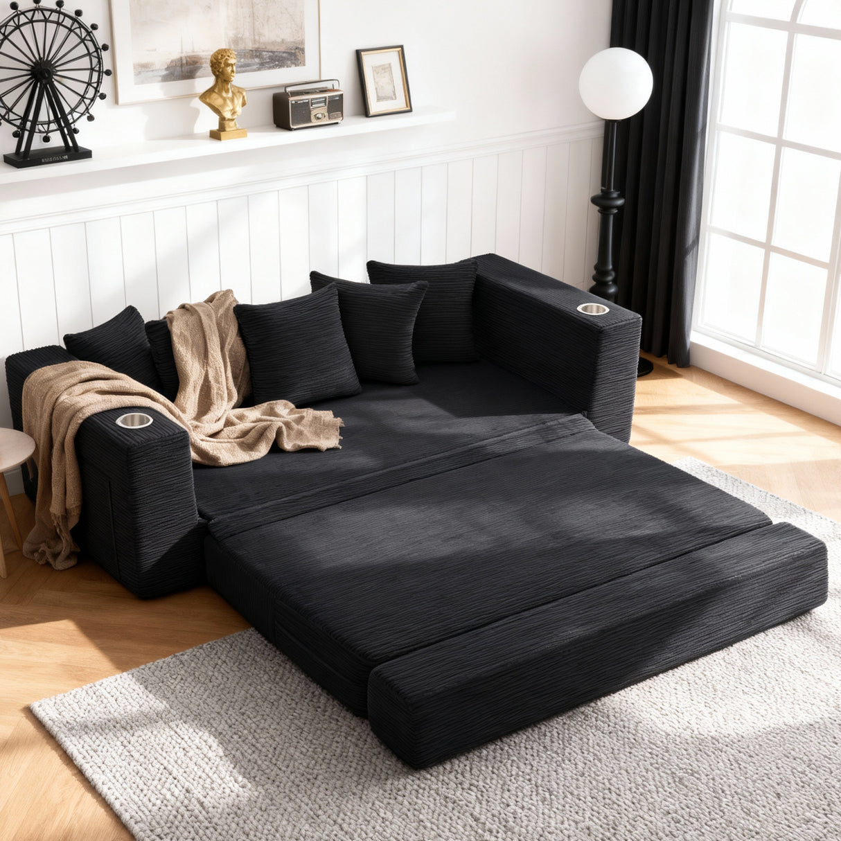 Folding Convertible Foam 2-Seat Sofa Bed