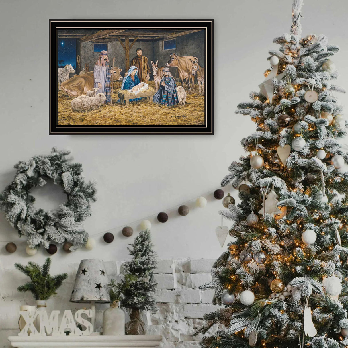 Nativity Framed Wood Paper Wall Art Decor - Omega Lifestyles