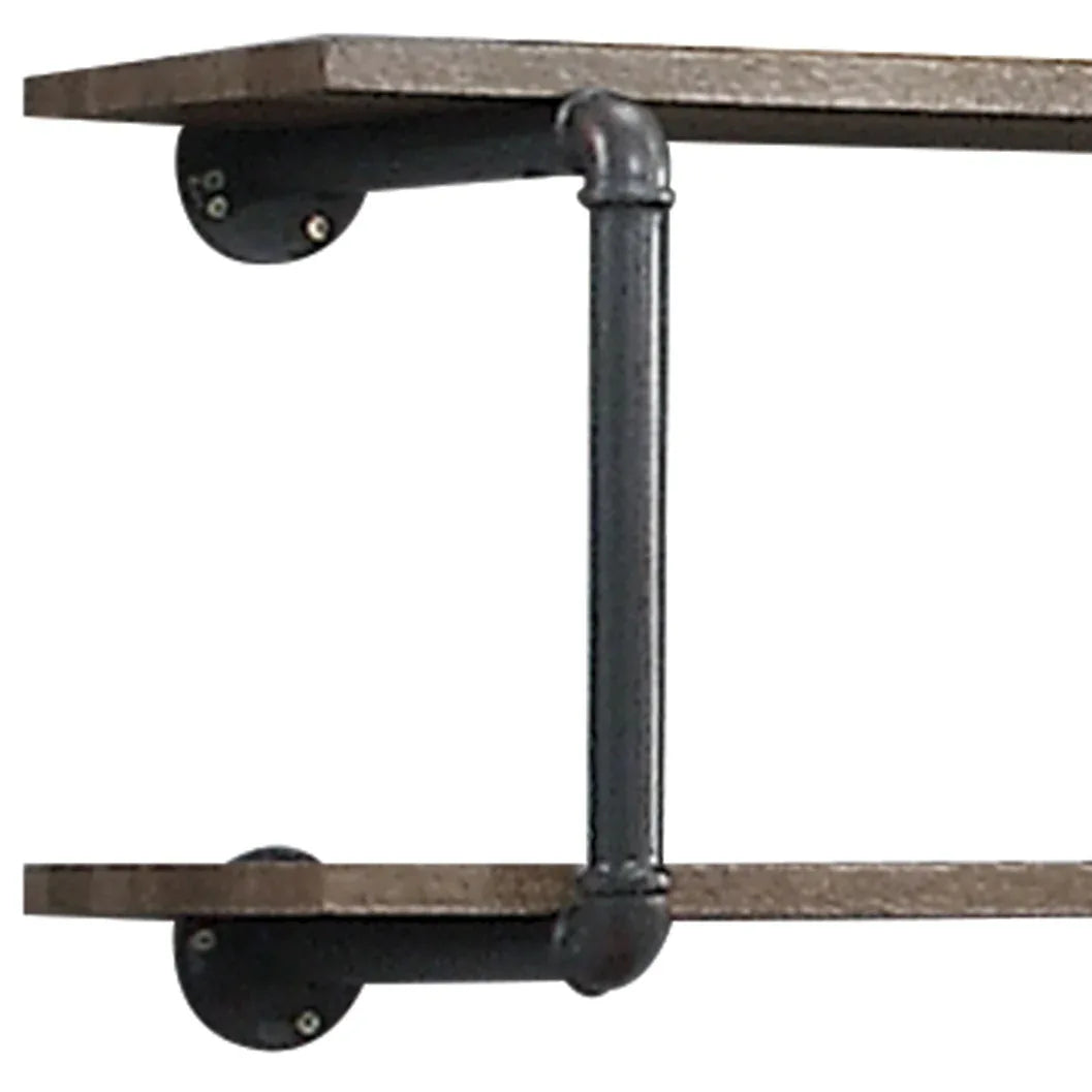 Brantley Oak Metal Synthetic Wood Wall Rack - Omega Lifestyles