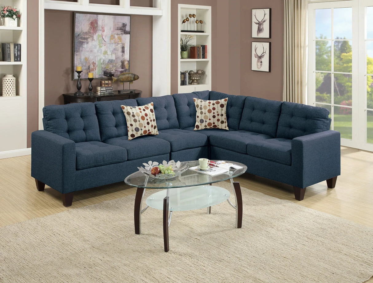 4-Piece Navy Modular Polyfiber Tufted Sectional Sofa Set - Omega Lifestyles
