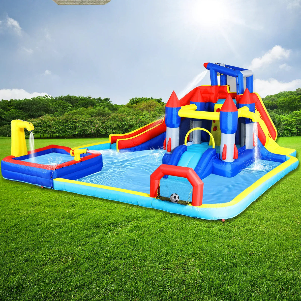 10-Inch Multicolor Oxford Fabric Inflatable Water Park Playground - Omega Lifestyles