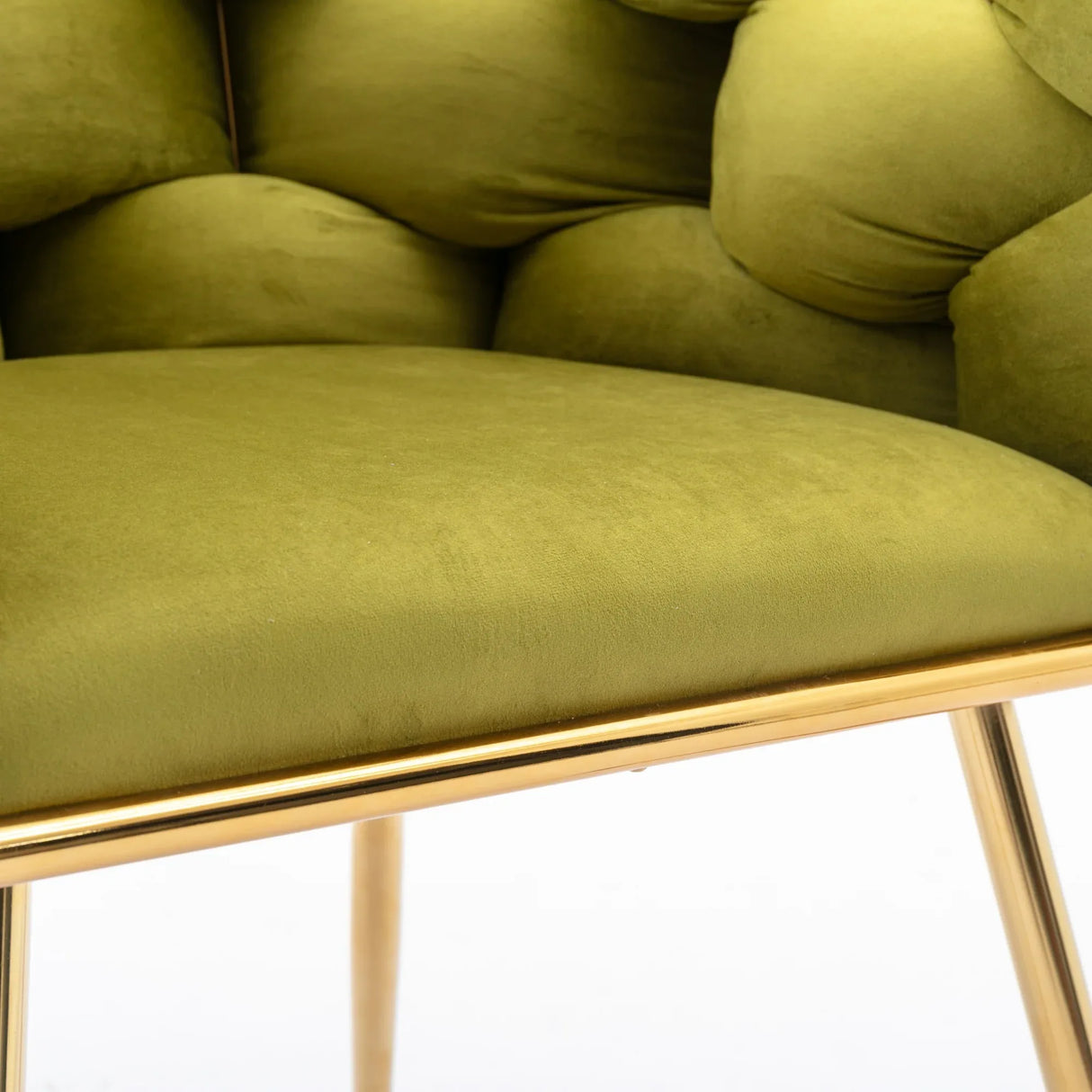 Olive Green Velvet Knitted Backrest Accent Chair - Omega Lifestyles