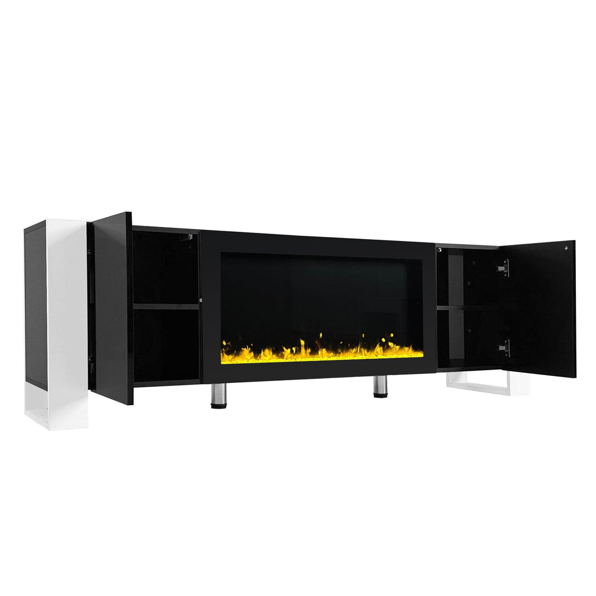 Modern Minimalist TV Stand With Electric Fireplace - Sleep Galleria