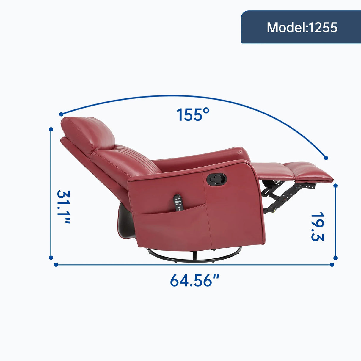 Red Faux Leather Medium-Firm Heat Massage Recliner Chair - Omega Lifestyles