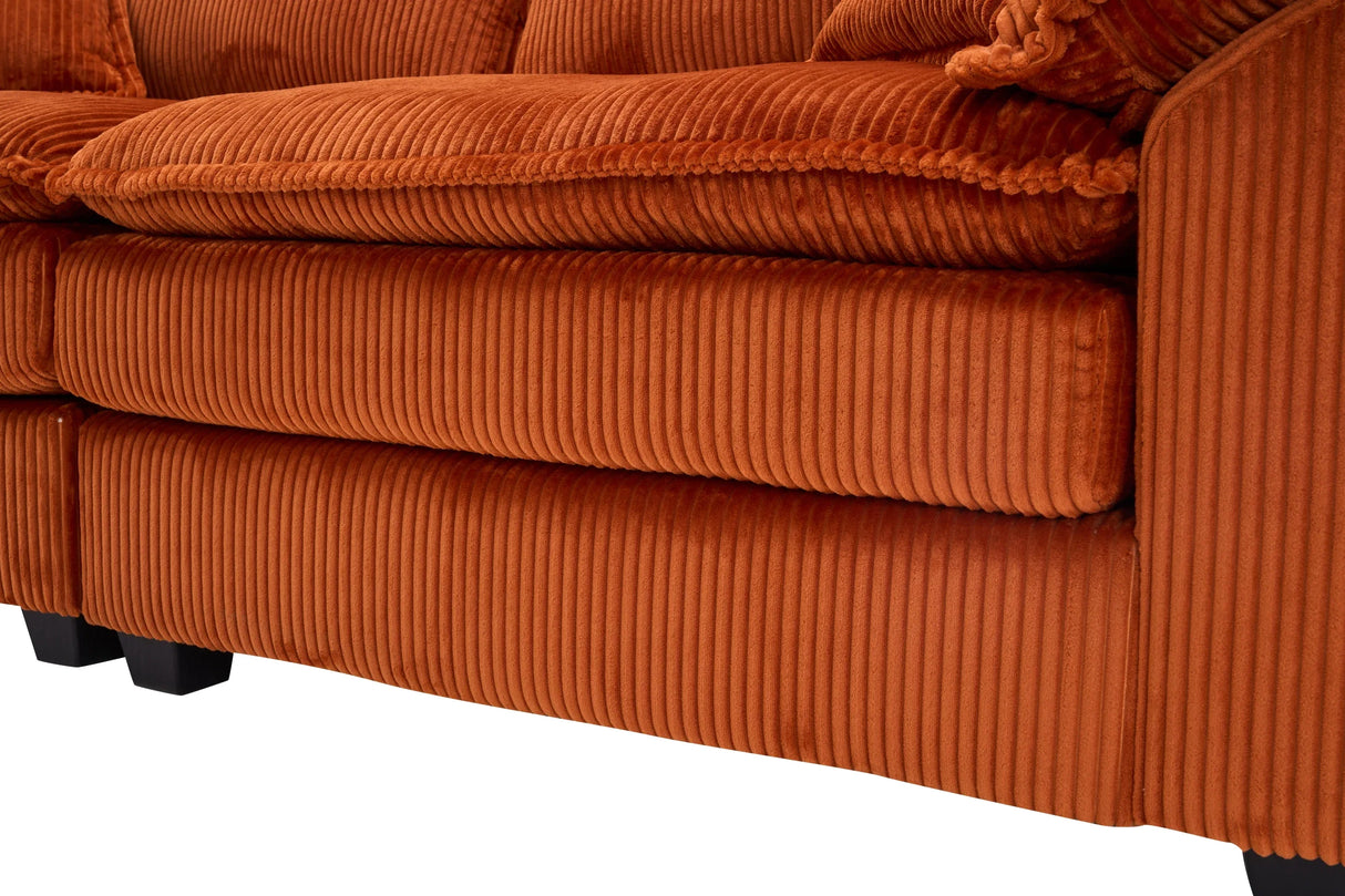Corduroy 2-Seat Sofa With Pillows And Ottomans - Omega Lifestyles