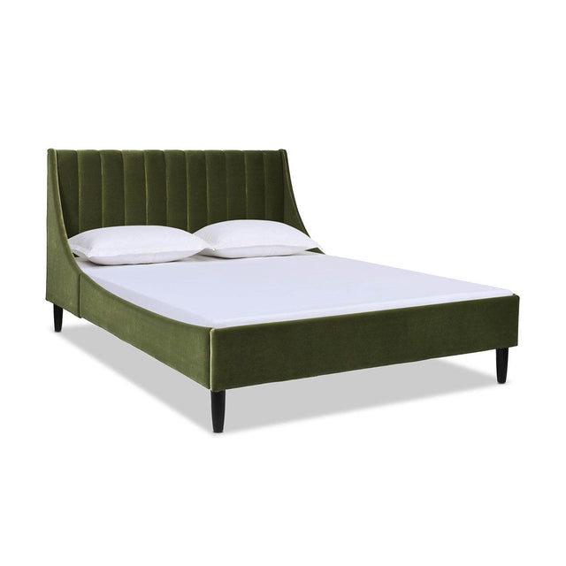 Modern Velvet Upholstered Platform Bed Frame Queen - Omega Lifestyles