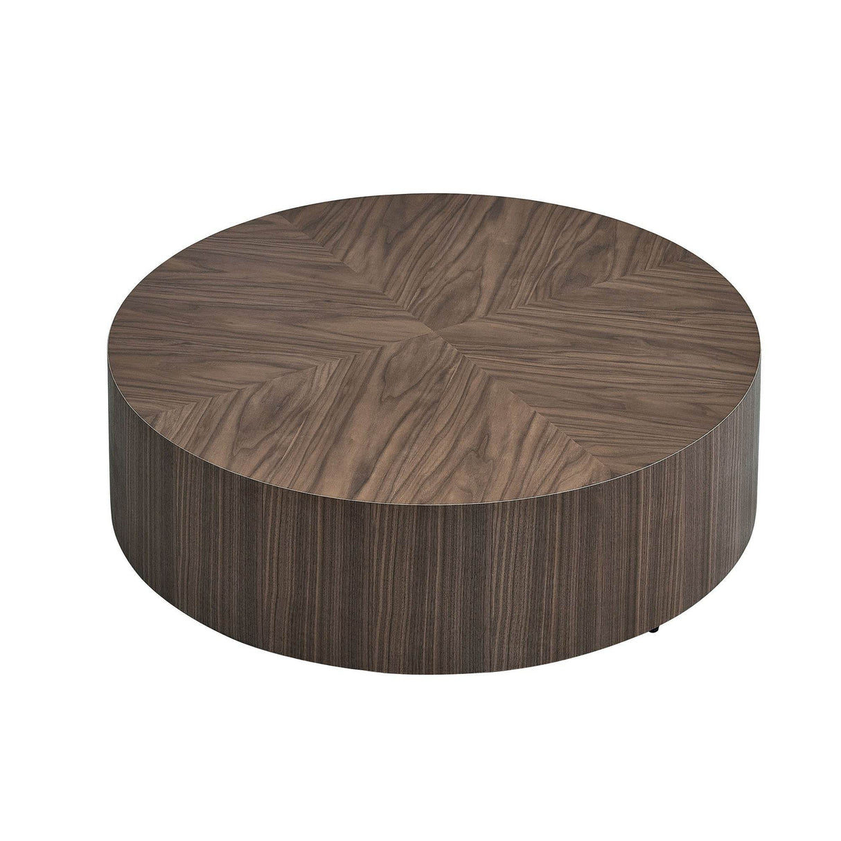 Modern Round Walnut MDF Pedestal Coffee Table 35 Inch - Sleep Galleria