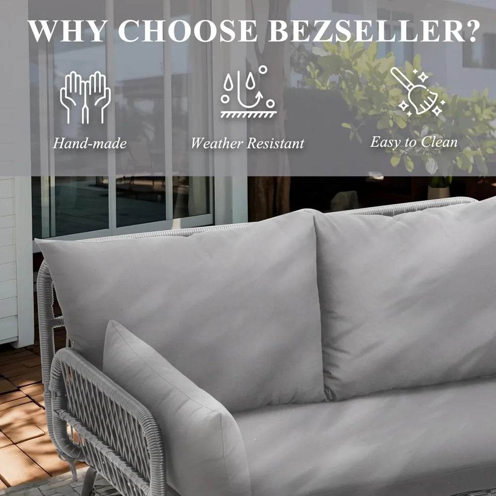 3-Piece Modular L-Shaped Outdoor Patio Furniture Set - Omega Lifestyles