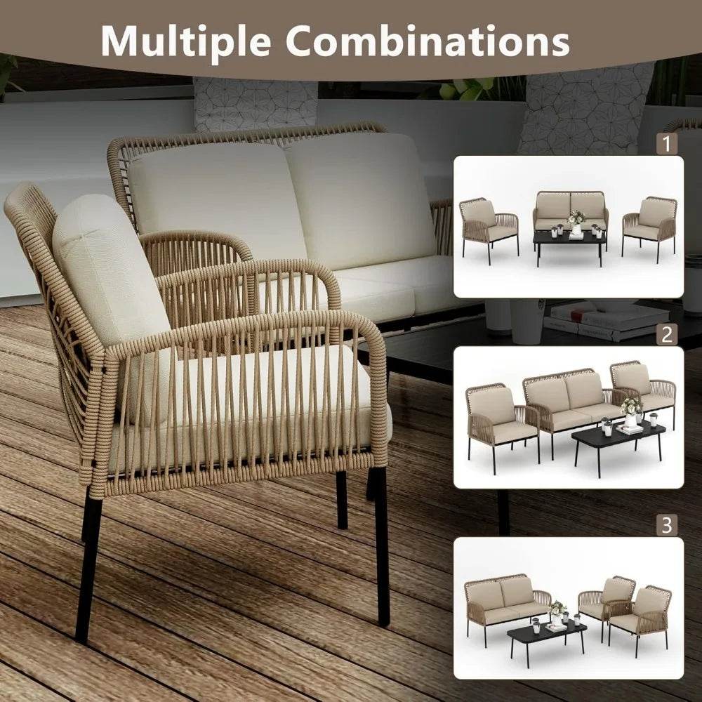 4-Piece Outdoor Patio Furniture Set With Cushions - Omega Lifestyles