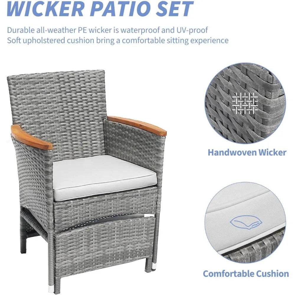 5-Piece Gray Wicker Outdoor Patio Furniture Set - Omega Lifestyles