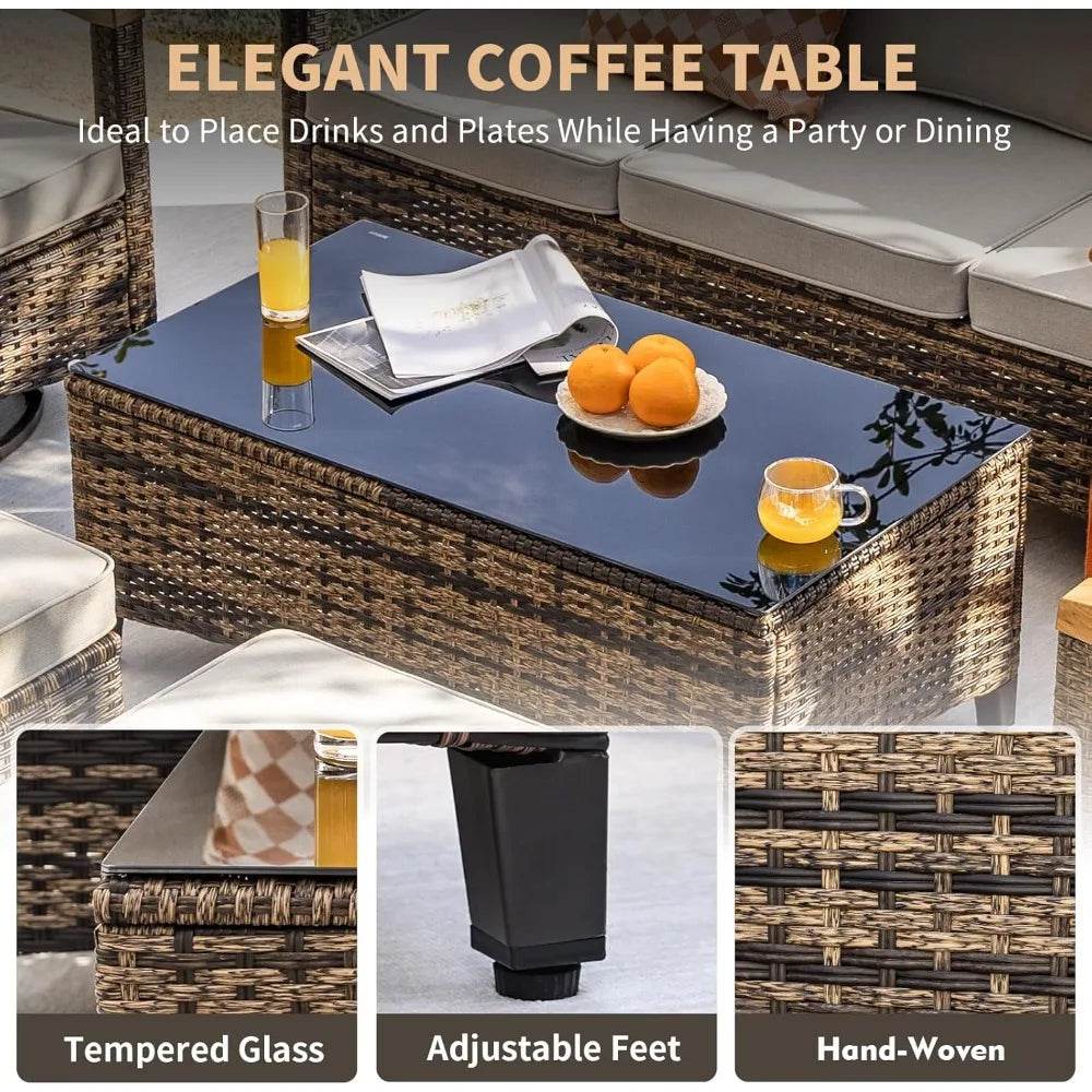 7-Piece PE Wicker Outdoor Patio Furniture Set - Omega Lifestyles