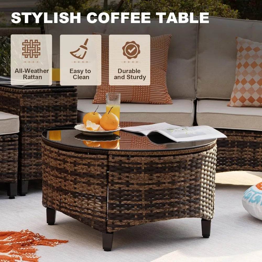 9-Piece Half-Moon Outdoor Patio Furniture Set - Omega Lifestyles