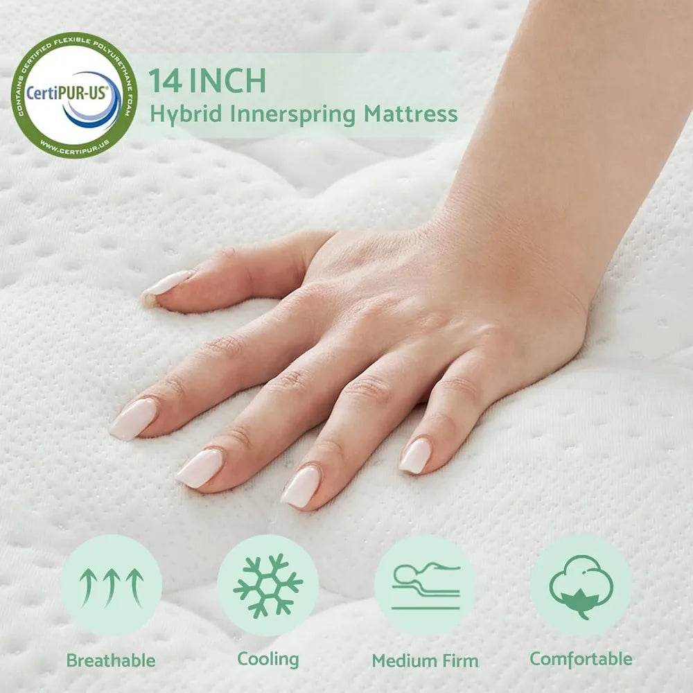 Medium Firm Hybrid 12-Inch Pillow Top Mattress - Sleep Galleria