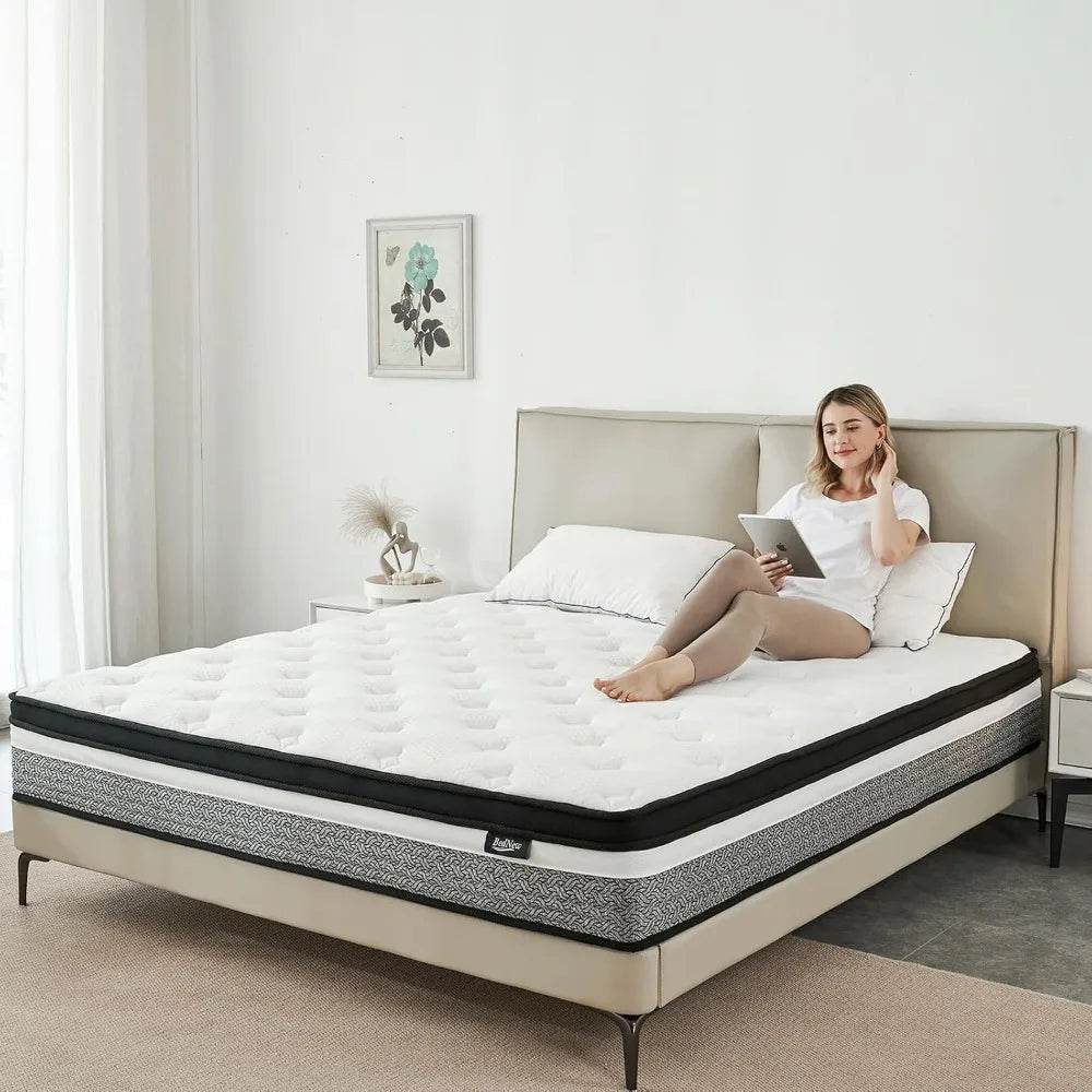 Medium Firm Hybrid 12-Inch Pillow Top Mattress - Sleep Galleria