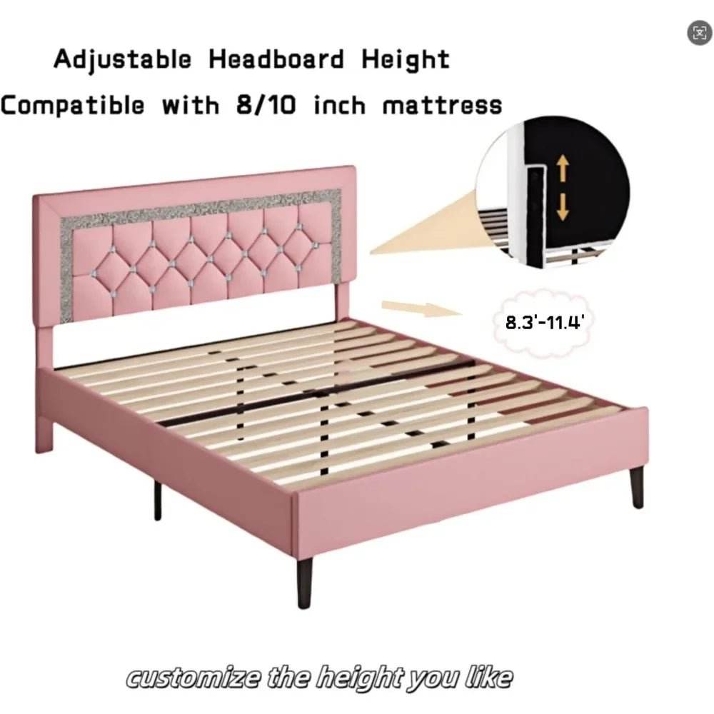 Upholstered Platform Bed Frame With Tufted Headboard - Omega Lifestyles