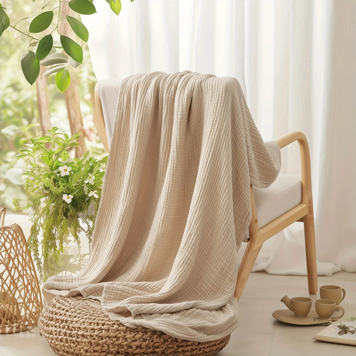 Lightweight Cooling 100 Percent Cotton Muslin Blanket - Sleep Galleria