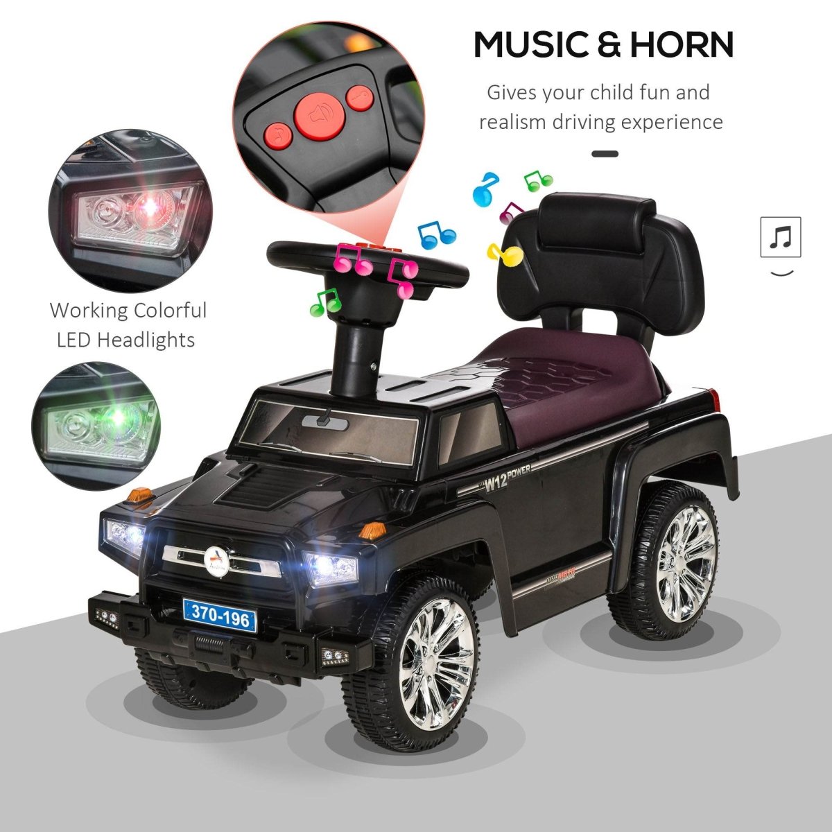 Toddler Off - Road Ride On Push Car With Horn And Storage - Aosom - Omega Lifestyles