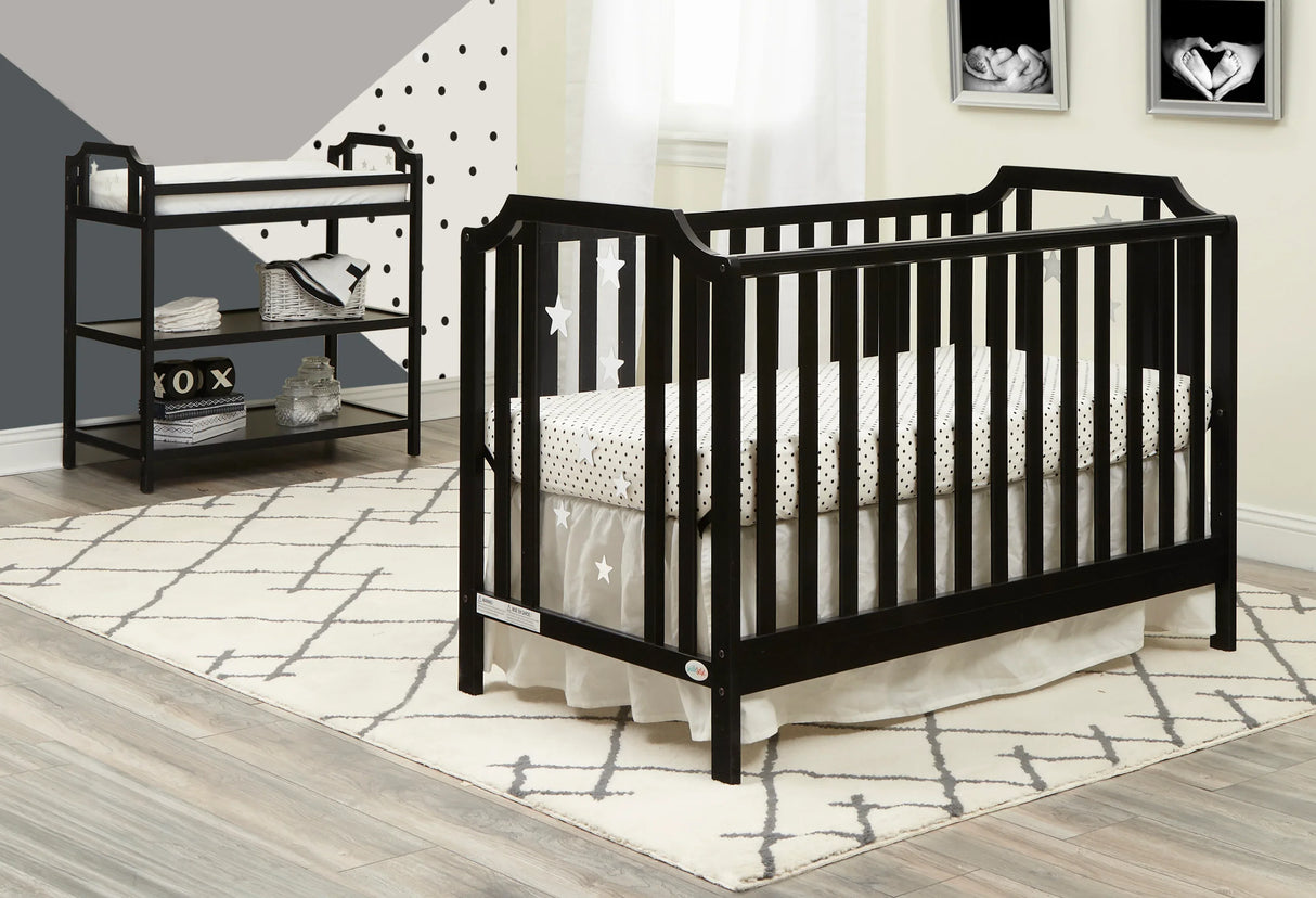 Convertible 3-in-1 Solid Wood Black Island Crib - Omega Lifestyles