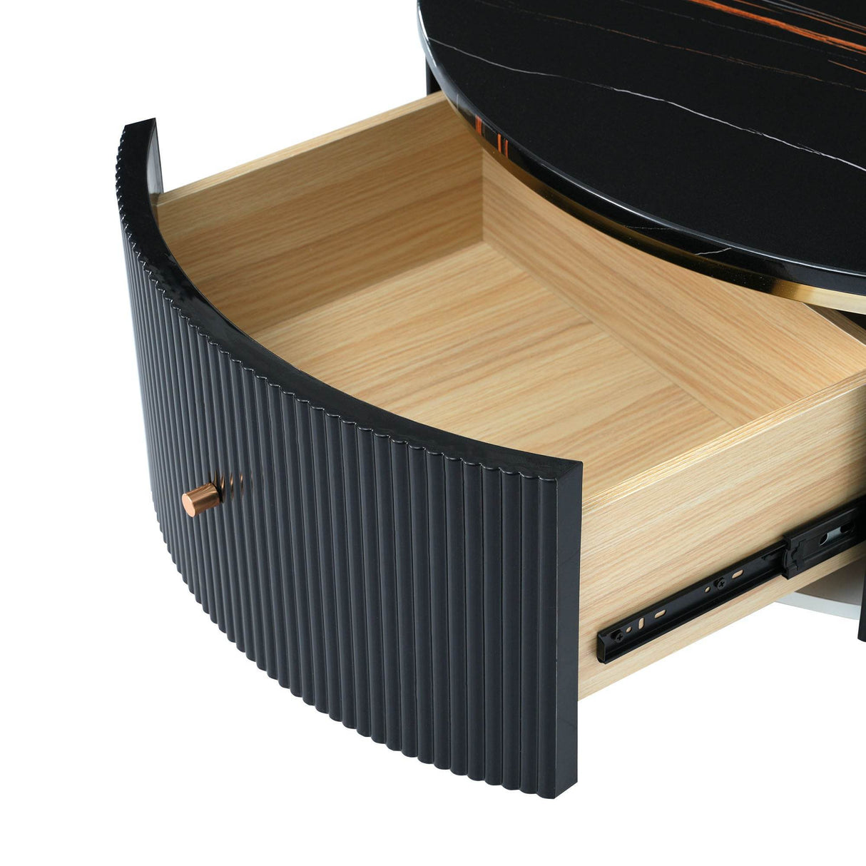 Modern Round Coffee Table With Two Large Drawers - Sleep Galleria