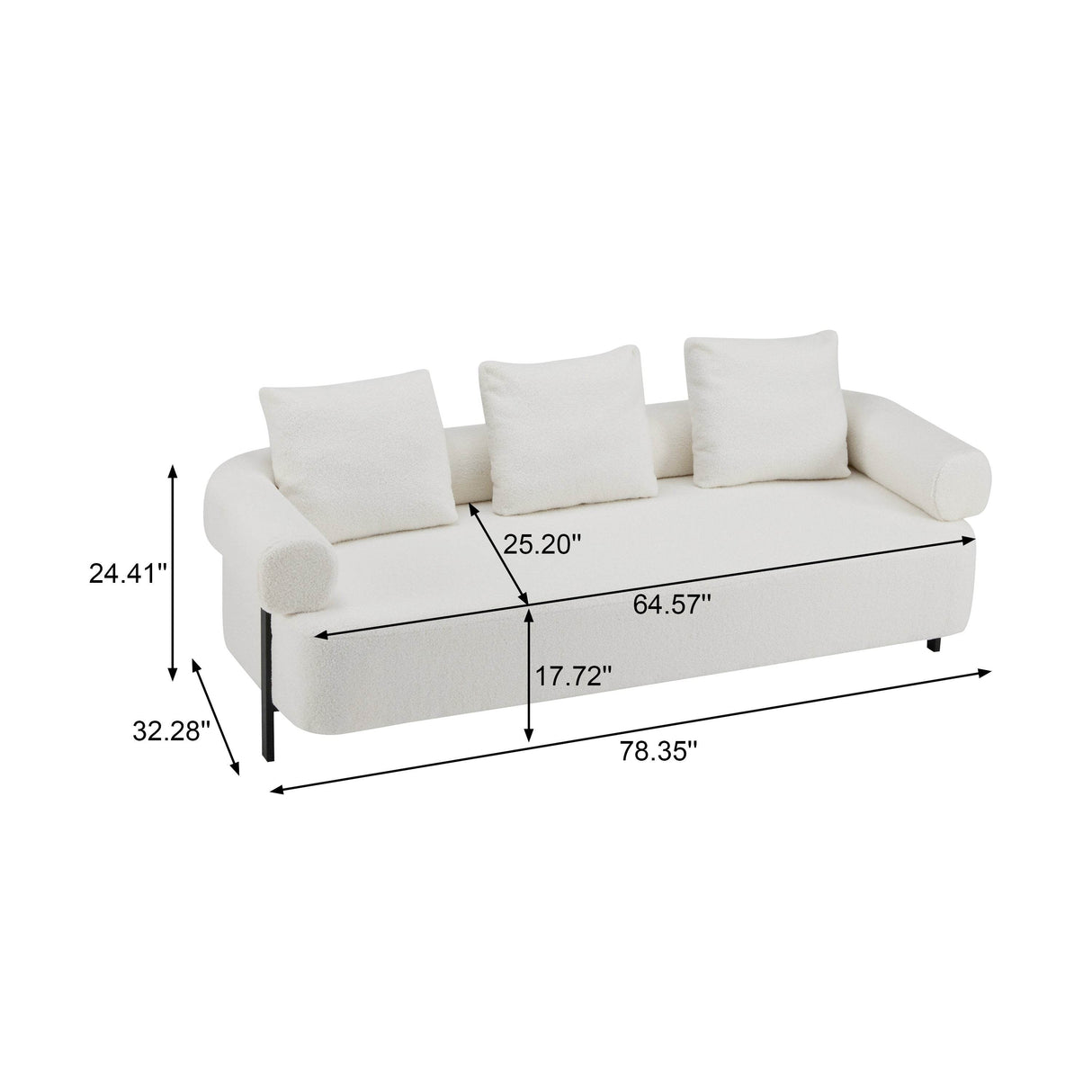 Modern 3-Seater Beige Boucle Upholstered Sofa With Pillows - Omega Lifestyles