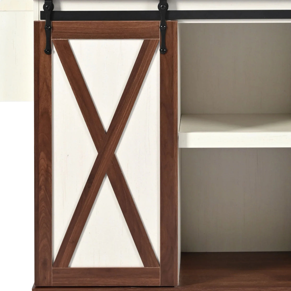 Farmhouse Sliding Barn Door Kitchen Island Cart - Omega Lifestyles