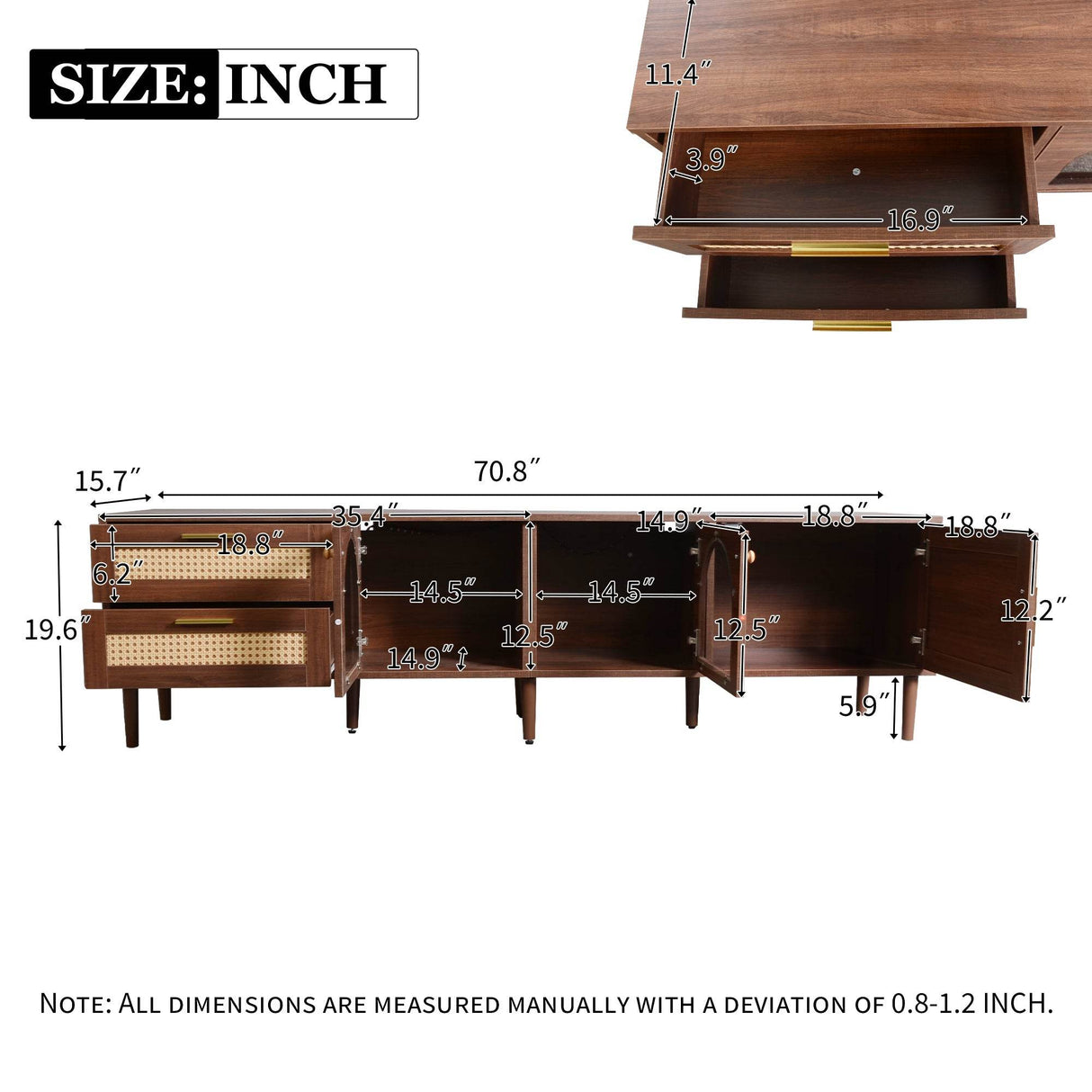 Rattan-Inspired Media Console TV Stand With Storage - Sleep Galleria