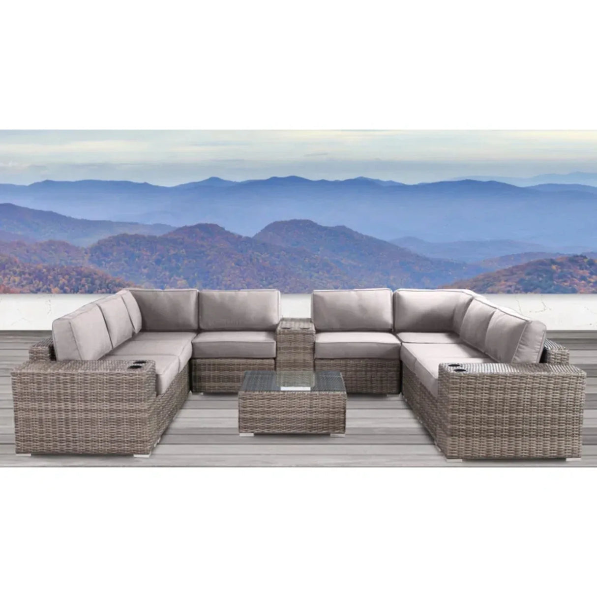 12-Piece Fully Assembled Outdoor Rattan Wicker Patio Seating Set - Omega Lifestyles