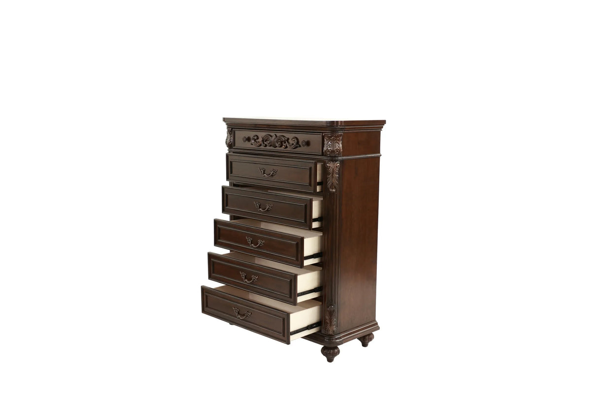 Traditional Antique Cherry Walnut Chest Of Drawers Furniture - Omega Lifestyles
